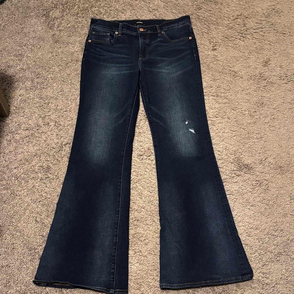Express Dark Wash Flare Jeans